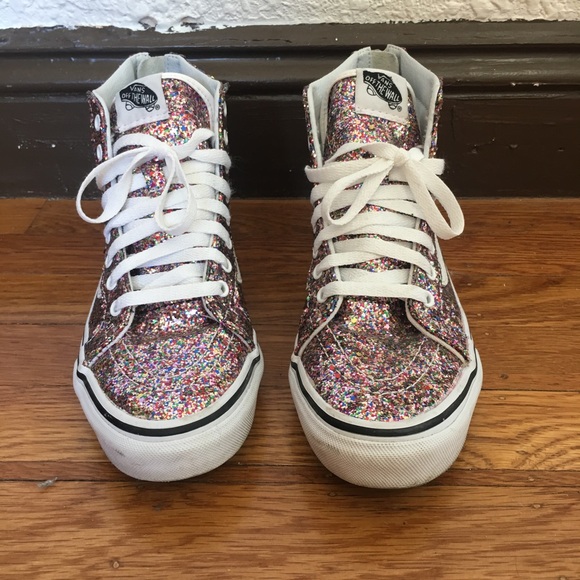 glitter vans high tops womens